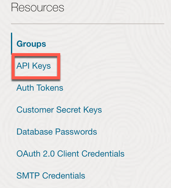 oci resource api keys
