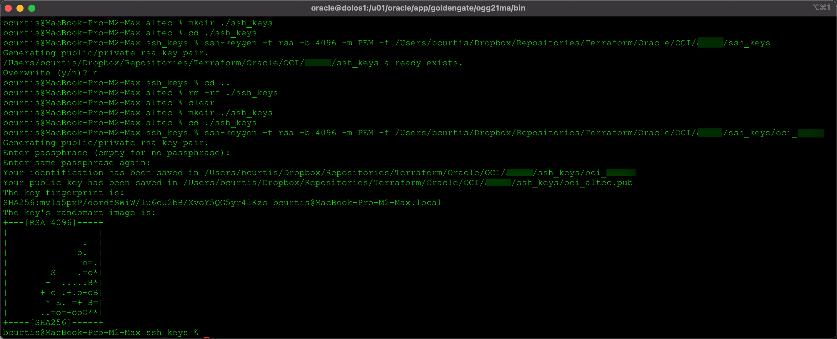 oci ssh keys setup