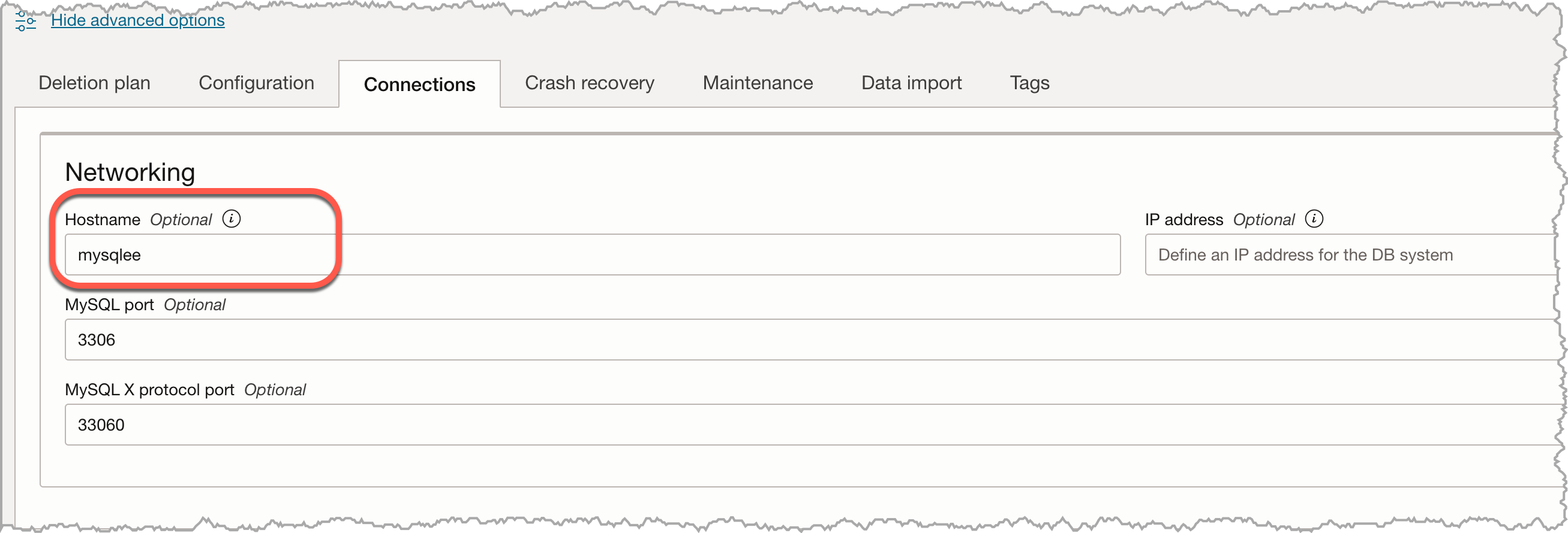 oci mysql advanced options 02